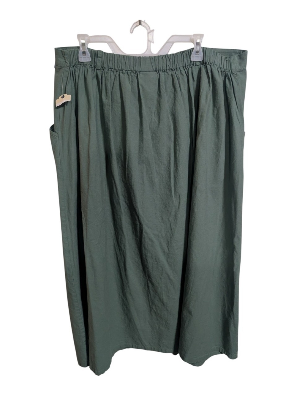 St. John’s Bay Women's Midi Skirt Sz 2X Olive Green Button-Front - Picture 4 of 6